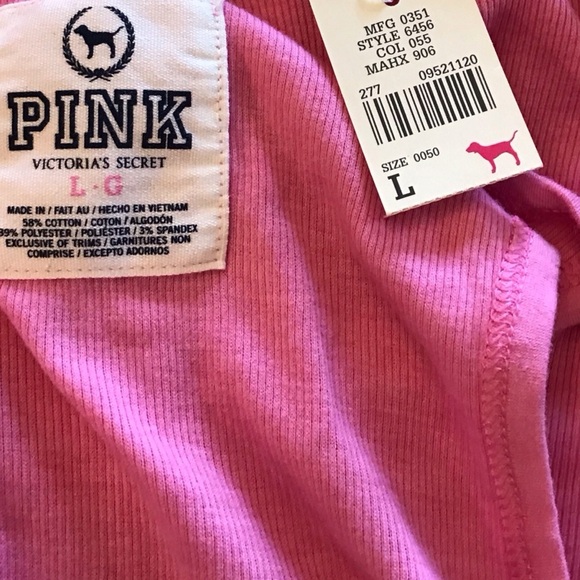 NWT 2009 VINTAGE Victoria’s Secret PINK Ribbed Tank Top sz Large - Picture 5 of 6